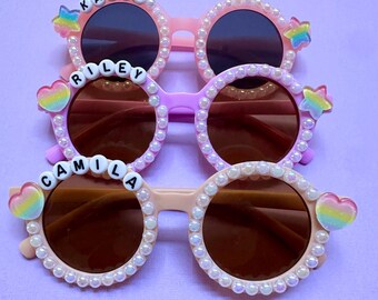 Personalised Girls Sunglasses, Custom Sunnies, Hearts, Stars