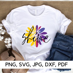 Shine SVG file, Pride friendly, PNG, SVG, Shine on, Shine Bright, Sunflower, Colorful Sunflower svg, Digital download
