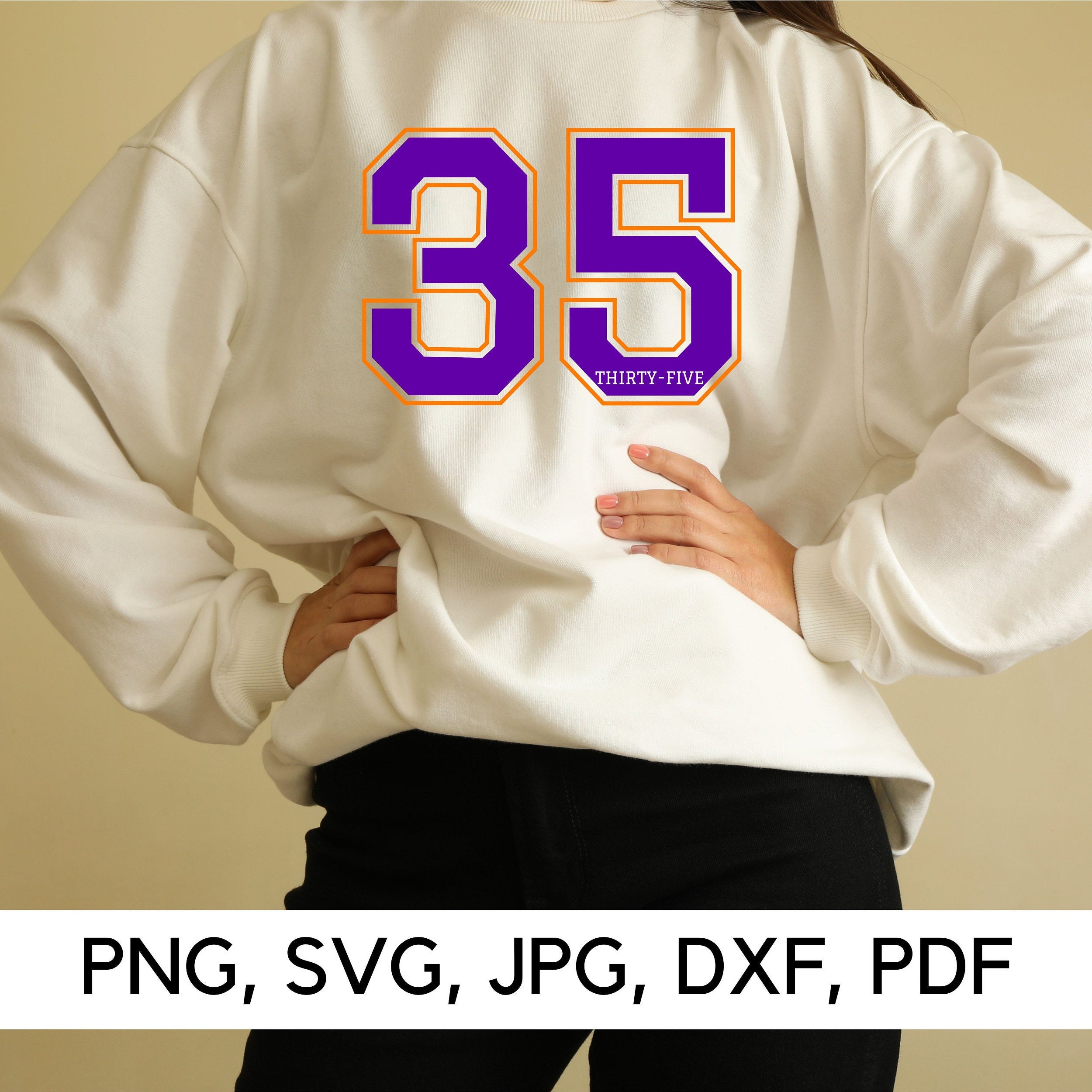 Number 35 SVG File: Sports Font, Anniversary Design (digital Download ...