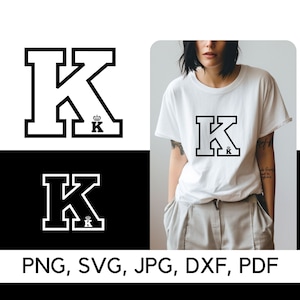 Alfabeto K svg, Letra K svg, PNG, SVG, Clip art del alfabeto, K svg, Corona del rey, Corona del rey K, regalos personalizados, Descarga digital