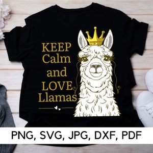Cadeau pour amoureux de lama, restez calme et aimez le lama, PNG, SVG, conception de lama ludique, drôle de lama, vibrations de lama, lama, téléchargement numérique