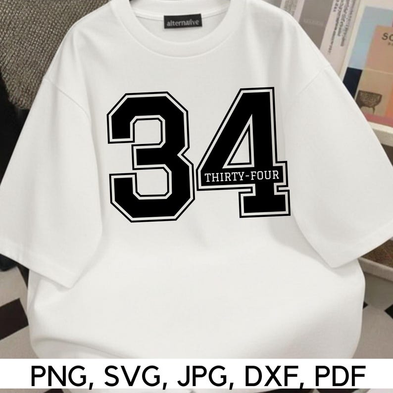 Number 34 SVG File: Sports Design (digital Download) - Etsy