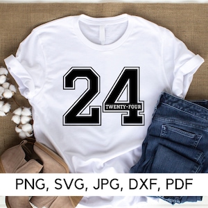 24 Twenty-Four svg, Numer 24 svg, PNG, SVG, Numer urodzinowy, Rocznica 24, Projekt numeryczny, Numer sportowy, Pobieranie cyfrowe