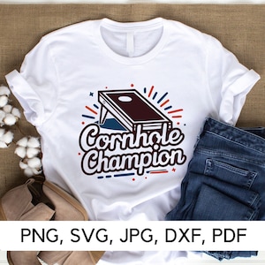 Campeão de Cornhole Download instantâneo, Vencedor da festa, PNG, SVG, Jogos de quintal, Torneio de Cornhole, Festivo dos EUA, Download digital