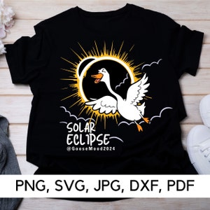 Scène d'éclipse hilarante, humour éclipse solaire, PNG, SVG, illustration originale d'oie, drôle d'oie, humour sur le thème de l'éclipse, téléchargement numérique