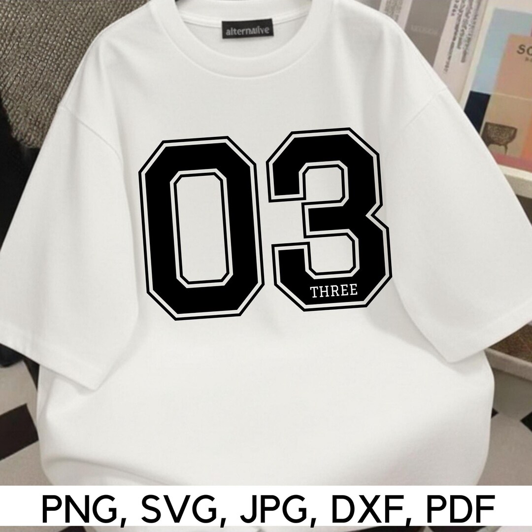 Number 03 SVG File: Birthday, Anniversary, Sports Design (digital ...