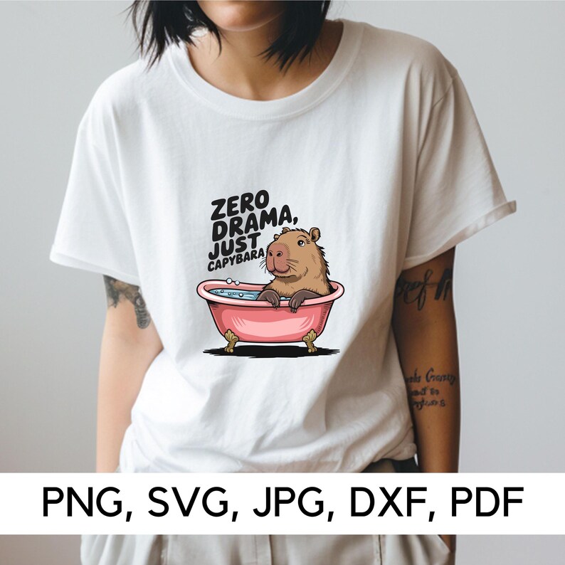 Zero Drama Capybara in Bathtub PNG SVG, Funny Capybara (digital ...