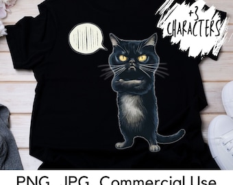 Meme de gato gruñón PNG: Humor animal divertido (Descarga digital)