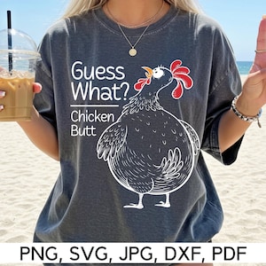 Funny Guess What?, Chicken Butt, PNG, SVG, Playful Chicken, Chicken Butt Joke, Quirky Chicken, Funny Quote, Digital Download