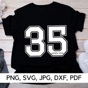 Archivo SVG número 35, diseño numérico, PNG, SVG, número, número deportivo, número personalizado, edad 35, aniversario 35, descarga digital