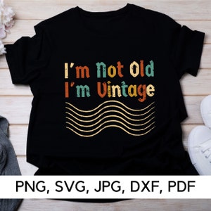 Je ne suis pas vieux, je suis vintage, Funny Vibes, PNG, SVG, Rétro, Classique, amateur vintage, style vintage, vibes vintage, Téléchargement numérique