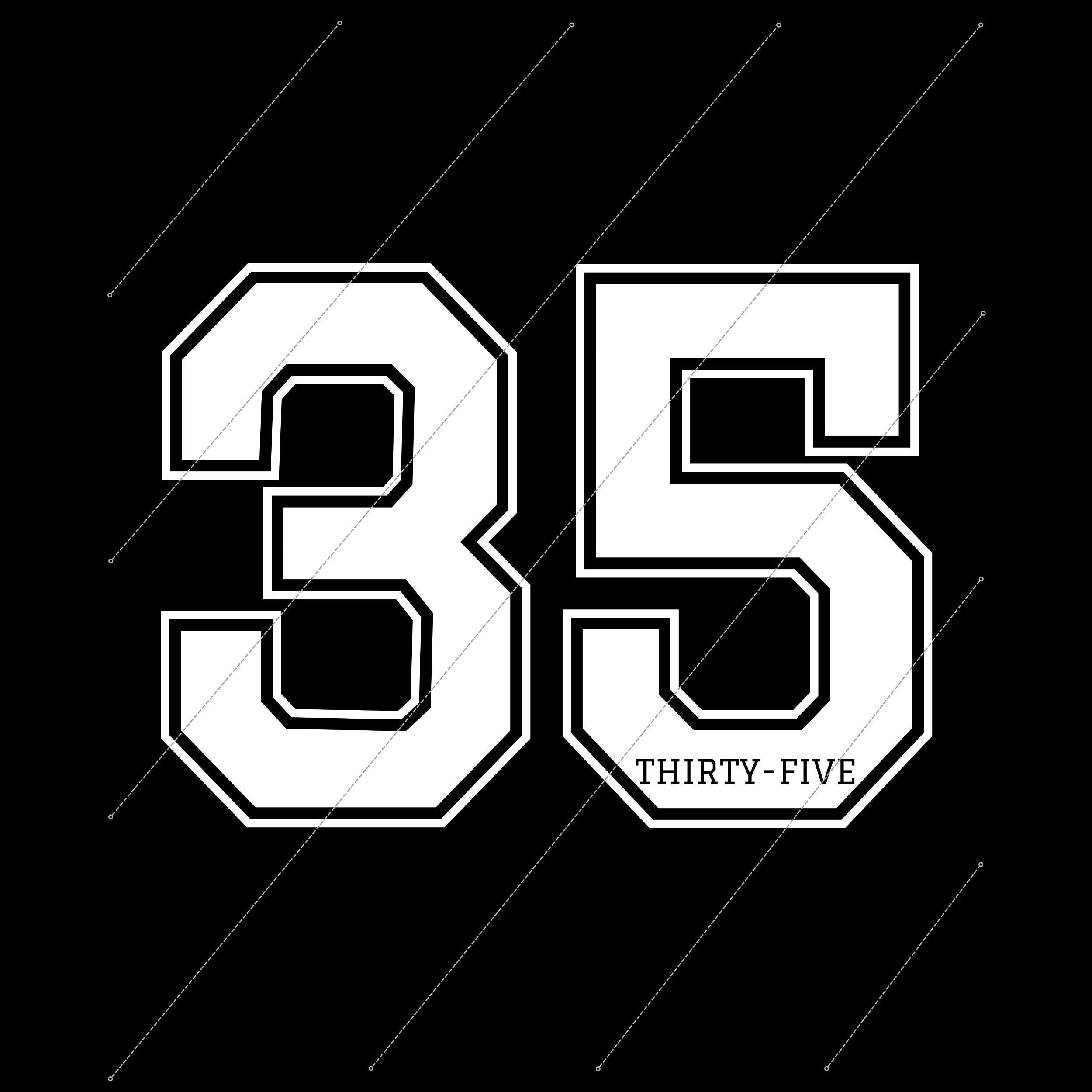 Number 35 SVG File: Sports Font, Anniversary Design (digital