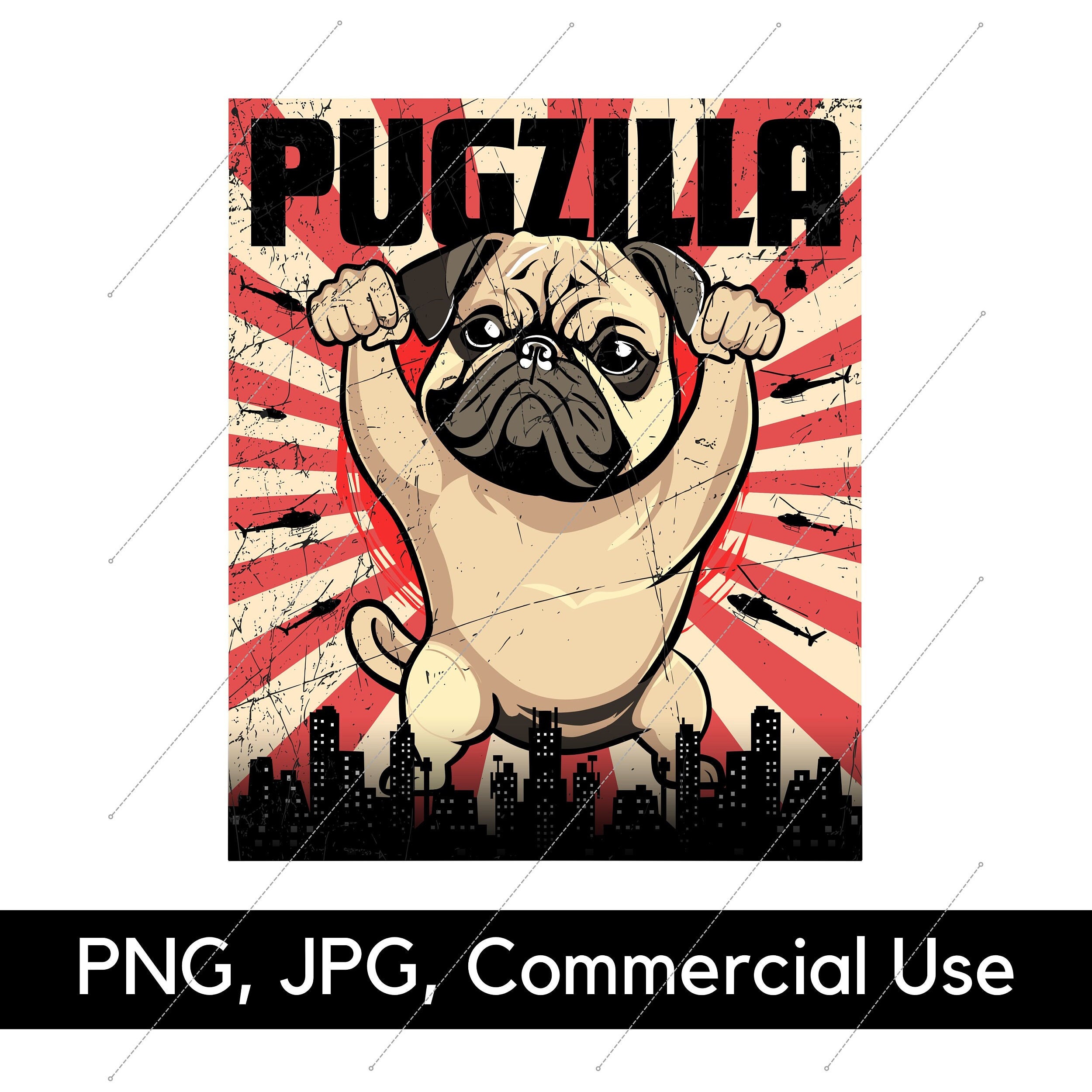 Pugzilla PNG: Funny Pug Image File (digital Download) - Etsy