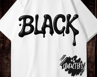 Dripping Text PNG: Glossy Liquid Letters Black and White Clipart (Digital Download)