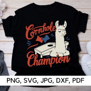 Llama Cornhole Champion Design: PNG, SVG, PDF (Digital Download)
