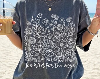 ワイルドフラワー PNG SVG：「花瓶にはワイルドすぎる」デザイン（デジタルダウンロード）