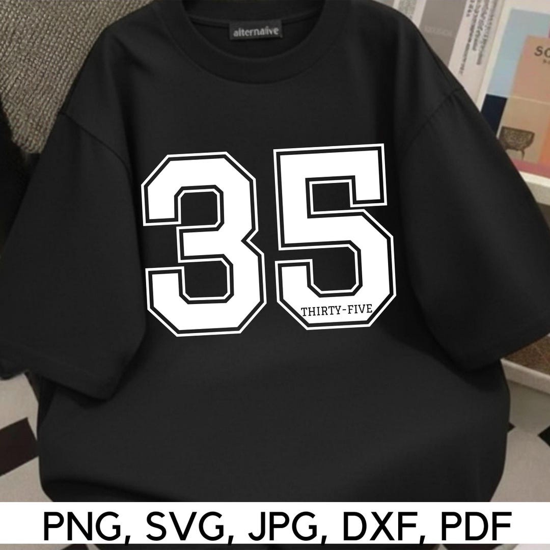 Number 35 SVG File: Sports Font, Anniversary Design (digital