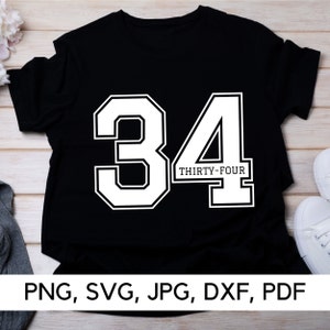 Plik SVG z numerem 34, projekt numeryczny, PNG, SVG, numer, numer sportowy, numer niestandardowy, wiek 34, rocznica 34, pobieranie cyfrowe