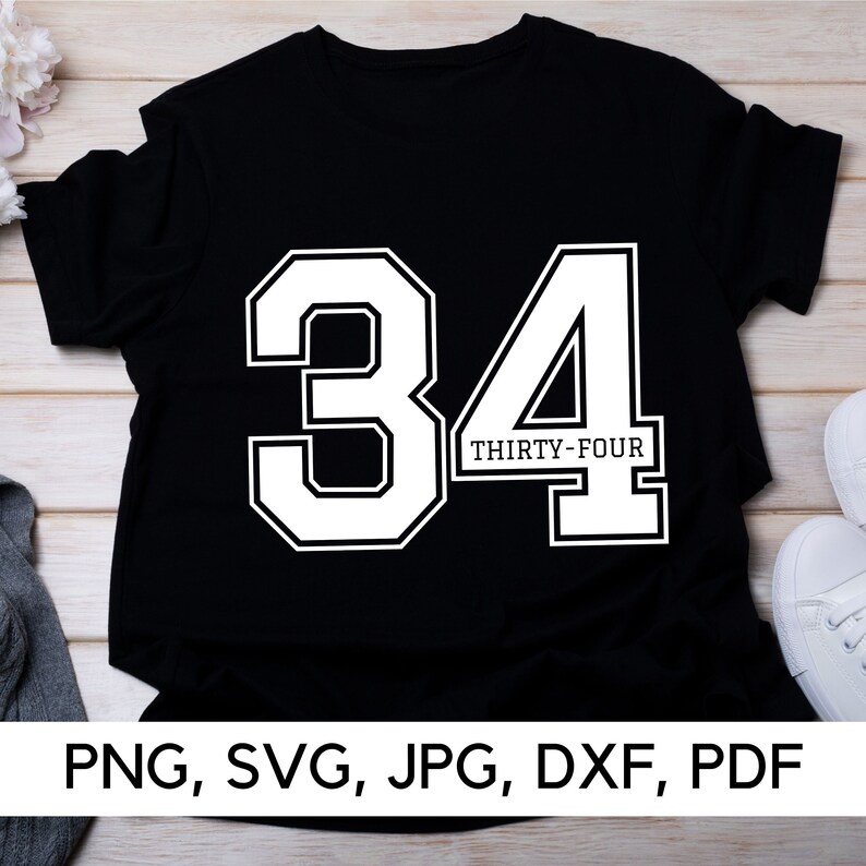 Number 34 SVG File: Sports Design (digital Download) - Etsy