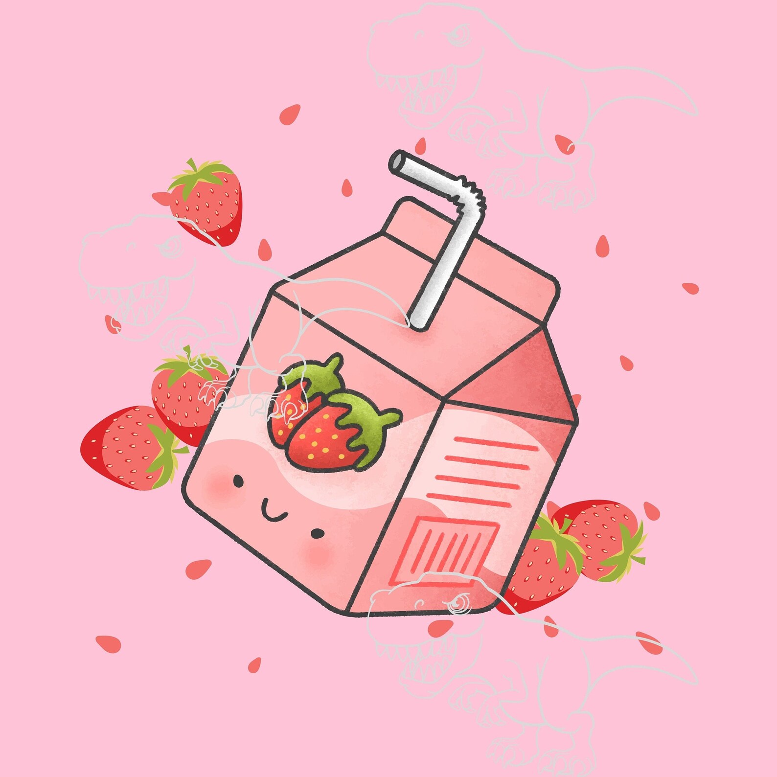 Kawaii Strawberry Milk PNG JPEG Milk Kawaii Japanese | Etsy