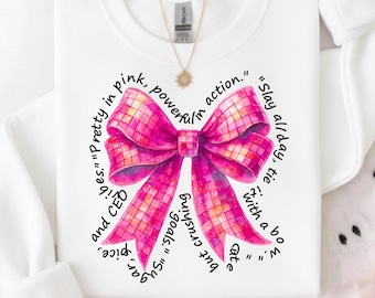 Pink Disco Bow Watercolor Clipart: Glitter Ribbon PNG (Digital Download