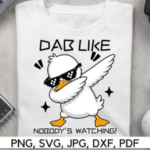 Dab como si nadie te viera PNG, SVG: Pato haciendo dab gracioso, meme de pato clipart (Descarga digital)