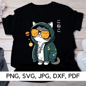 Hoodie Cute Cat svg file, Cute baby Cat, PNG, SVG, Cool Cat, Cute cat, Cat in a Hood, Kitten, Cat Lovers, Digital Download