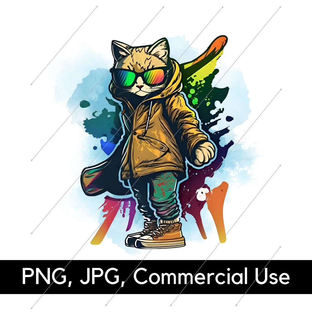 Hoodie Cat PNG File, Cool Cat, PNG, Image File, Cat Lover, Playful Cat ...