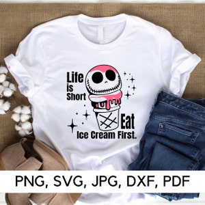 Eiscreme-Liebhaber, das Leben ist kurz, Eis zuerst, PNG, SVG, Geisterthema, Halloween-Party, schrulliges Design, digitaler Download