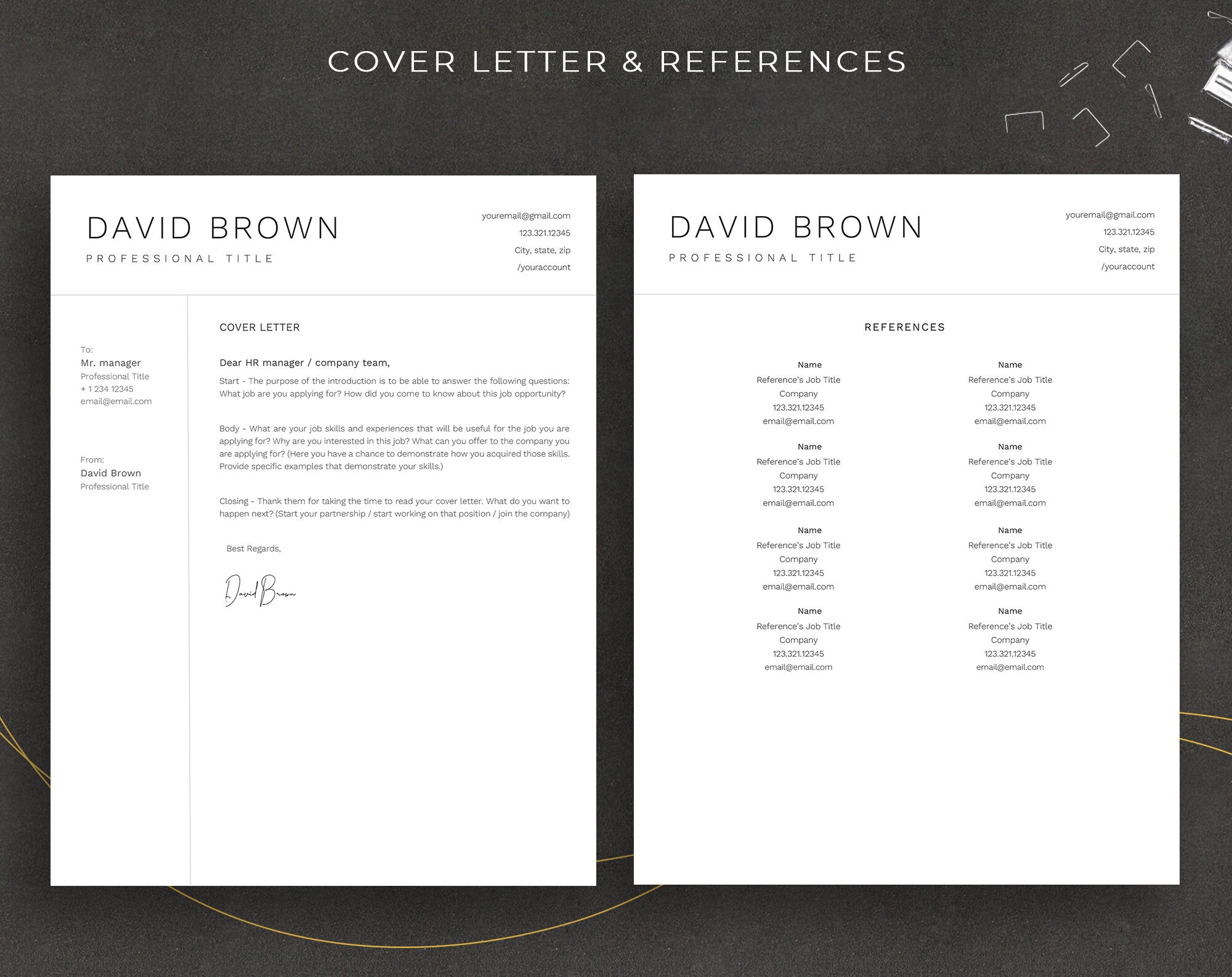 New Clean Resume Template for Google Docs & Word • Minimalist Executive ...