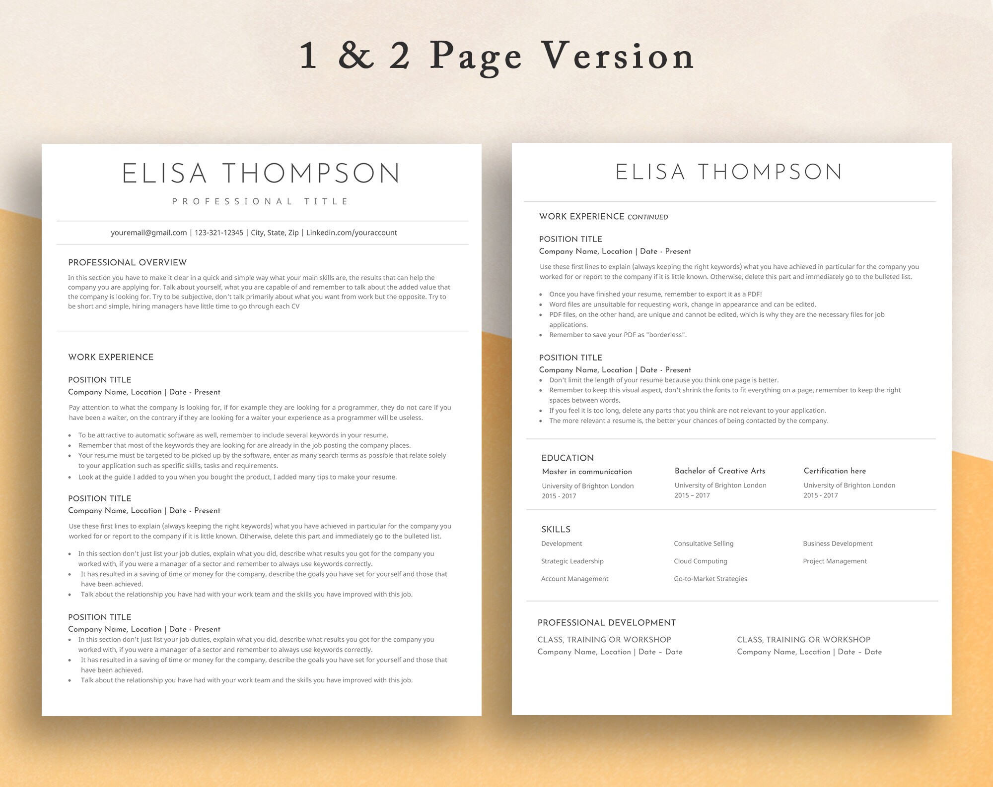 Resume Template Word CV Template Modern Simple Google Docs - Etsy