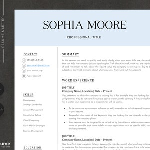 Easy Resume Template for Word & Google Docs • Friendly Resume • Simple and Performing ATS Creative and Sleek Template