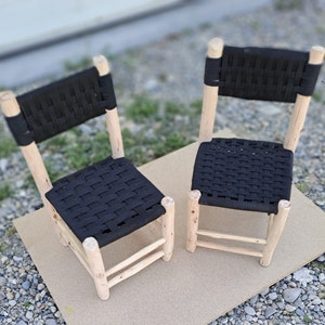 CHAISE ENFANT Noir en Bois D&#39;EUCALYPTUS Marocain