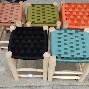 Sgabello marocchino in nylon intrecciato 30x30