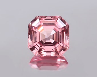 AAA Ceylon Padparadscha Sapphire: 8x8mm Asscher Cut Loose Gemstone