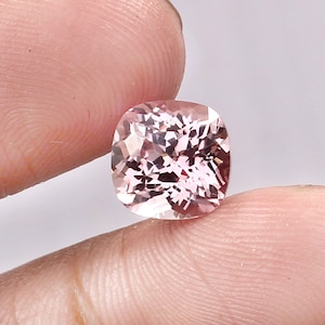AAA Pink Morganite Gemstone: 9x9mm Cushion Cut, Loupe Clean