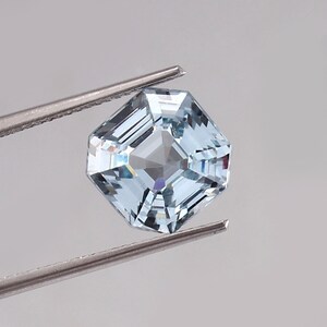 AAA Flawless Sky Blue Aquamarine Loose Asscher Cut Gemstone Excellent Quality, Beautiful Fashion Jewelry & Ring Making Product 10x10x7 MM