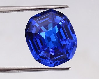 AAA Flawless Ceylon Cornflower Blue Spinel Mastercut Cushion Loose Gemstone Cut,Fine Quality Spinel Jewelry Making Stepcut Gemstone 14x12 MM