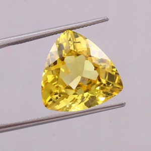 AAA Flawless Ceylon Yellow Sapphire Loose Trillion Cut Gemstone,Quality Loupe Clean Sapphire Jewelry & Ring Making Product 16x16x7 MM