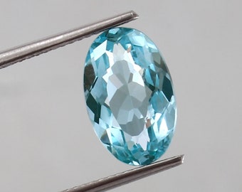 Gema solta oval de turmalina azul indicolita AAA impecável, produto de alta qualidade para confecção de joias e anéis, 12 x 8 mm.