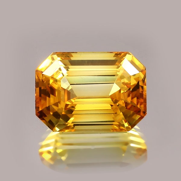 AAA Grade Ceylon Yellow Sapphire Radiant Loose Cut Gemstone 11.40 Ct Beautiful Luster Quality,Fashion Jewelry & Ring Making Product 14x10 MM