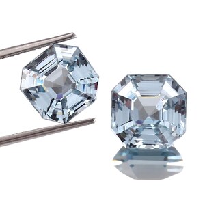 AAA Flawless Brazilian Aquamarine Loose Asscher Cut Gemstone Pair, Christmas Jewelry & Earing Making Aquamarine Asscher Matched Pair 6x6 MM