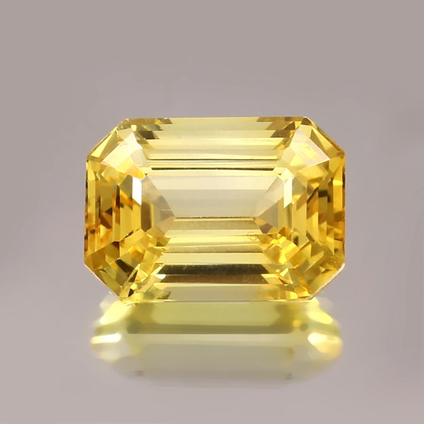 AAA Grade Yellow Ceylon Sapphire Radiant Loose Cut Gemstone / Beautiful Luster Quality, Fashion Jewelry & Ring Making Product 14x10x7 MM