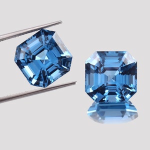 AAA Flawless Brazilian Aquamarine Loose Asscher Cut Gemstone Pair, Christmas Jewelry & Earing Making Aquamarine Asscher Matched Pair 10x10MM