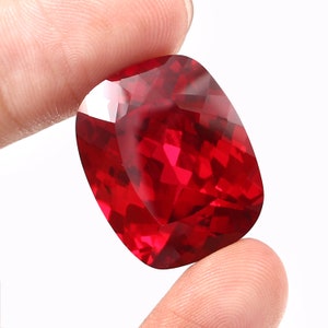 AAA Flawless Mozambique Blood Red Ruby Loose Cushion Gemstone Cut 41.10 Ct Beautiful Luster Quality,Fashion Jewellry Making Product 22x18 mm