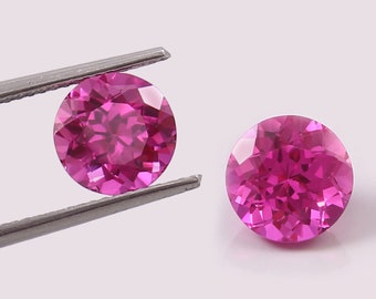 AAA 7x7 MM Flawless Ceylon Pink Sapphire Round Cut Loose Gemstone Pair, Christmas Jewelry & Earing Making Sapphire Round Matched Pair