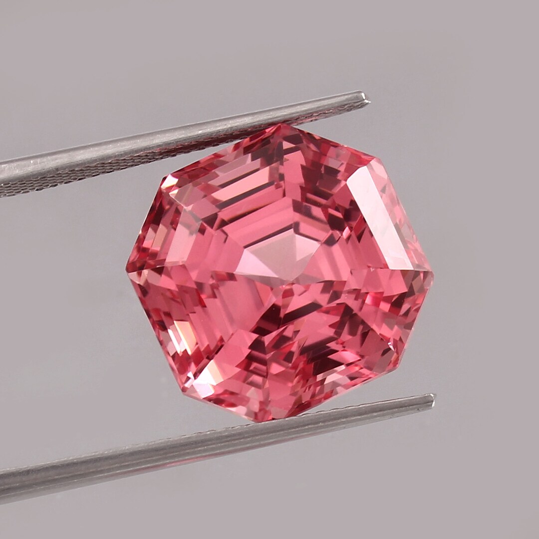 Saphir Ceylon Rose Clair Naturel - Coupe Asscher 15x15 Mm, Transparent, Loupe Propre, Pour Bijouterie