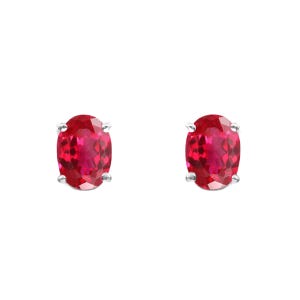 Awesome Mozambique Blood Red Ruby Oval Cut Gemstone Stud Earrings, Handmade Silver Studs, 925 Sterling Silver Stud Earrings 7x5 MM