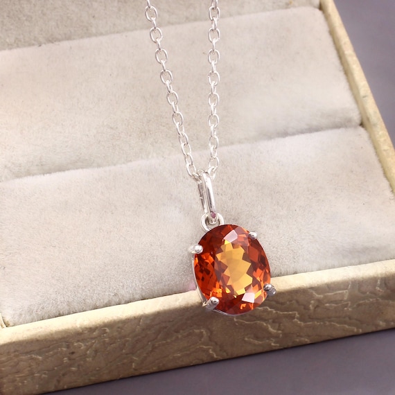 セイロンオレンジサファイアペンダント：ハンドメイドスターリング