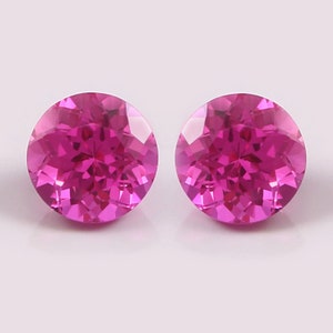AAA 6x6 MM Flawless Ceylon Pink Sapphire Round Cut Loose Gemstone Pair, Christmas Jewelry & Earing Making Sapphire Round Matched Pair